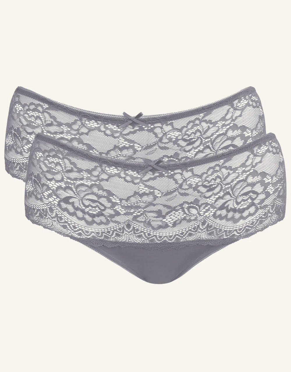 High-Panty-Set 2x Lace Basic Grey