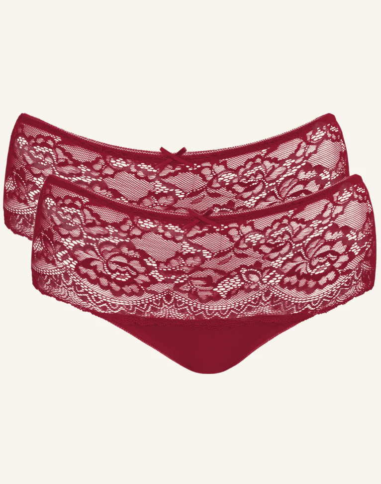 High-Panty-Set 2x Lace Basic Bordeaux