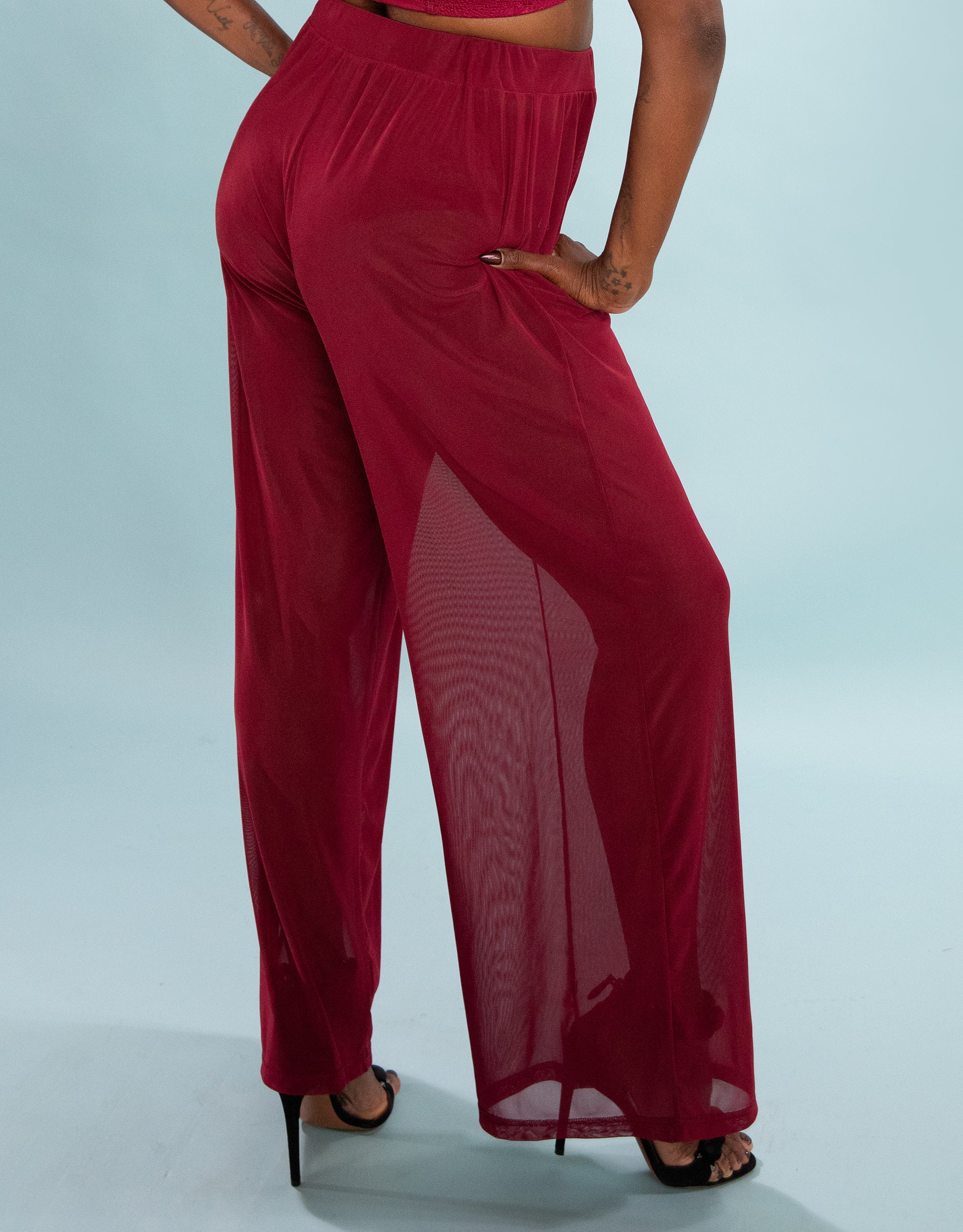 Hose Sheer Transparent Bordeaux - Image 2