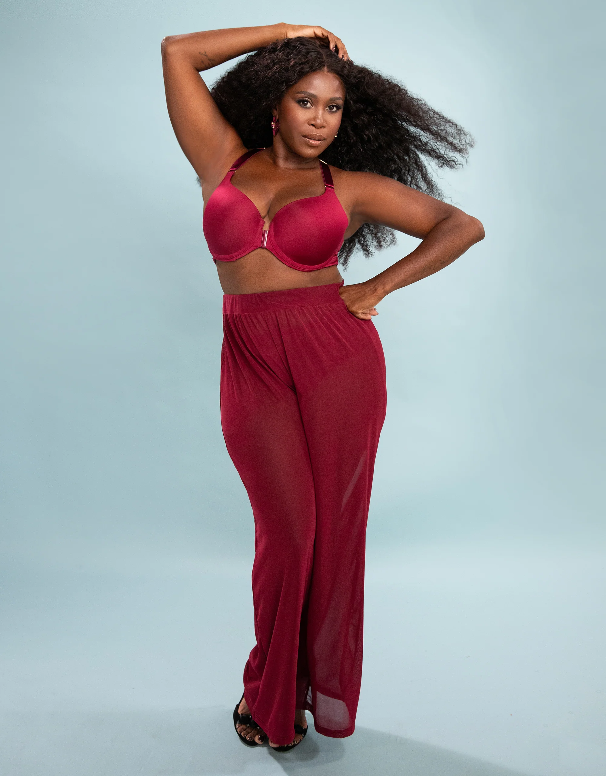 Hose Sheer Transparent Bordeaux - Image 3